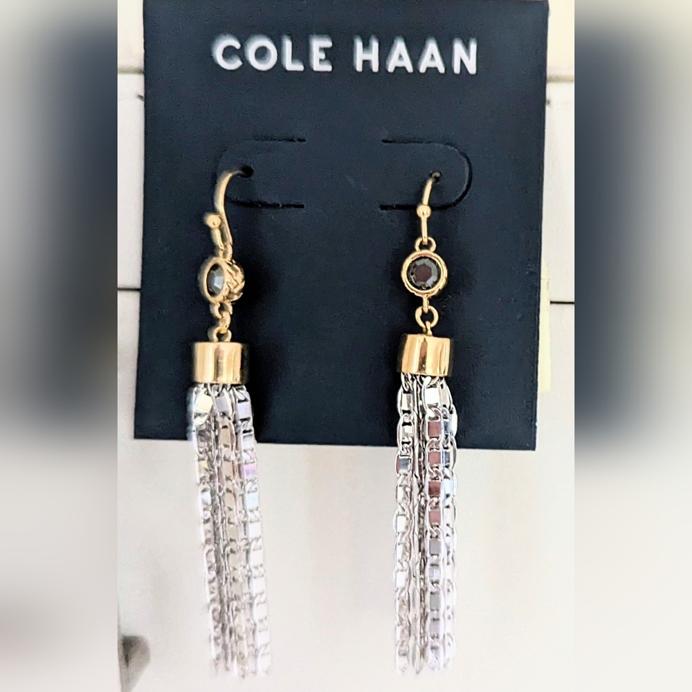 Cole Haan Dangle Gold and Silver Tassel Earrings